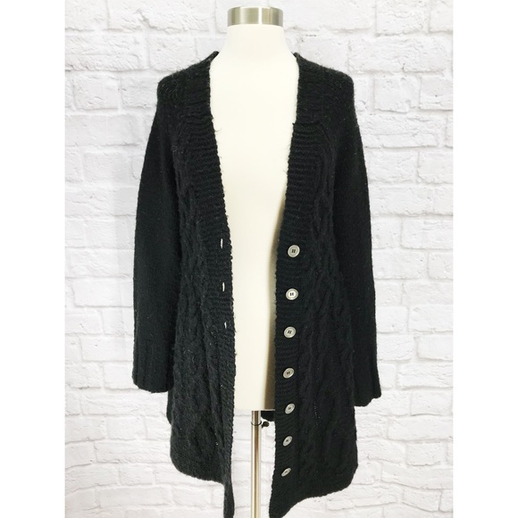 chunky black long cardigan